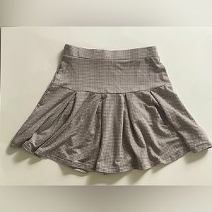 -LIGHT BROWN & WHITE CHECKERED SKIRT-